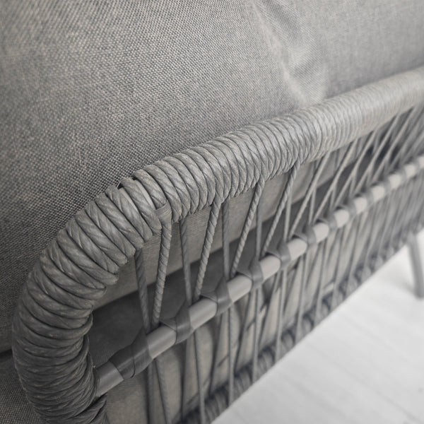 Salon de jardin extérieur d'angle moduable 4 places en résine tressée canapé de jardin extérieur avec table basse coussins grand confort inclus gris