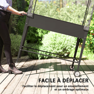 Carré potager sur pieds avec bâche en PVC, jardinière surélevée avec roues, porte zippée enroulable et trou de drainage, mini serre pour légumes, fleurs, herbes, 100 x 45 x 152 cm, noir