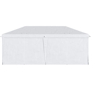Tonnelle de jardin pliante 6 x 3 m tonnelle de jardin extérieure barnum pliant pop-up imperméabilisé 4 parois latérales amovibles 4 fenêtres + sac de transport blanc