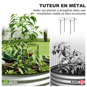 Lot de 2 jardinières surélevées galvanisées en acier, kit de lits de jardin, bordure en caoutchouc et fond ouvert, pour légumes, fruits, fleurs, 152 x 91 x 30 cm, argent