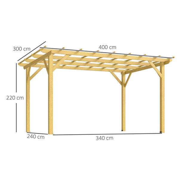 Pergola jardin exterieur 3 x 4 m, pergola en bois, tonnelle de jardin pour vignes grimpantes, fleurs, rosiers, pergola pour terrasse, patio, bois naturel