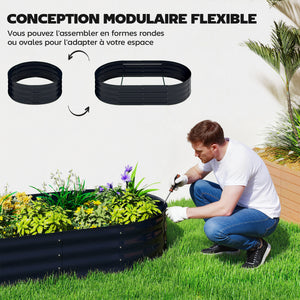 Jardinière avec treillis arqué, bac à fleurs en métal, lit surélevé avec brise-vue, fond ouvert, gants inclus, pour plantes grimpantes, légumes, fleurs, 160x90x180cm, gris foncé