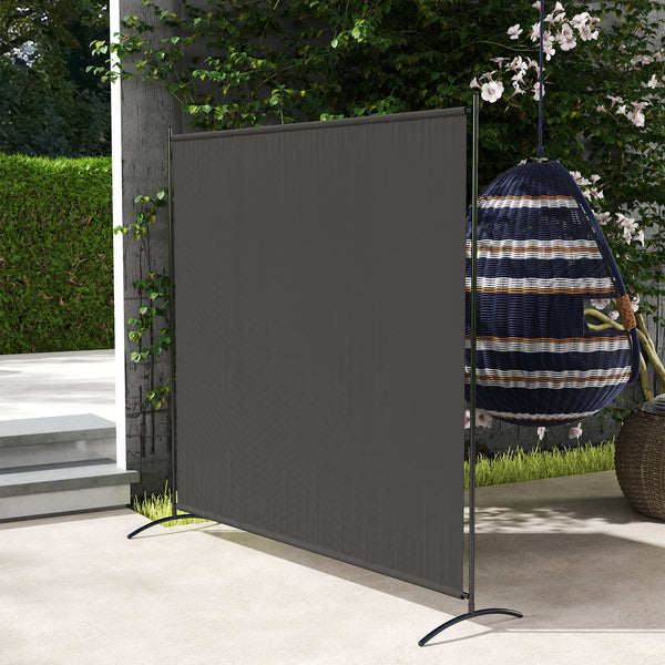 Paravent Extérieur à Panneau Unique, Séparateur de Pièce de 180H cm avec Protection UV30+, Panneau Brise-Vue avec Base Stable pour Intérieur et Extérieur, Gris Foncé