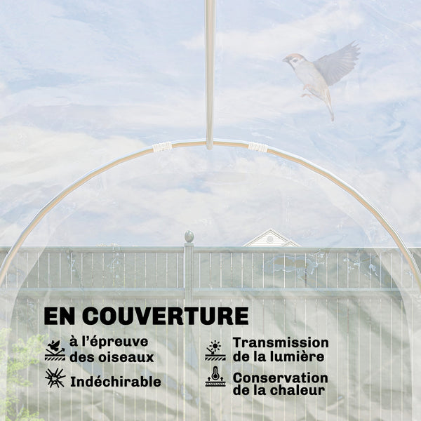 Serre de jardin tunnel 3 x 2 x 2 m 6 m² avec porte à charnières bâche en PE 150 g/m² pour Légumes Plantes Fleurs