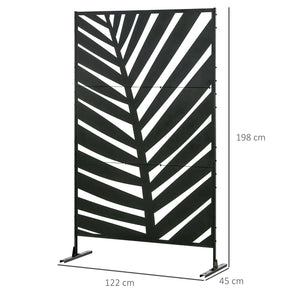 Paravent séparateur de jardin cloison de séparation 3 panneaux décoratifs extérieur à motif végétal en acier - 122 x 45 x 198 cm noir