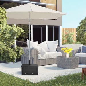 Pied de parasol base de lestage table d'appoint jardinière avec drainage roulettes et poignées PE et métal dim. 53L x 53l x 47H cm noir
