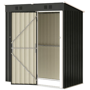 Abri de Jardin en Métal 1,37m² 163x90x179cm, Acier Galvanisé - Armoire de Jardin Adossable avec 2 Grilles d'Aération et Toit Incliné Anti-UV - Cabanon de Stockage pour Outils, Gris Foncé