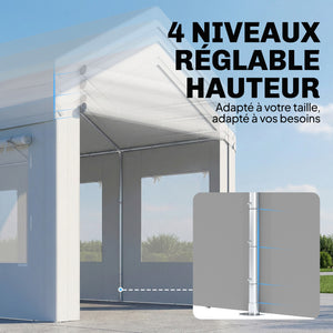 Abri de Voiture 3x6m Protection UV30+ Garage Mobile avec Hauteur Réglable - Tente de Garage avec 6 Fenêtres et Moustiquaire - Carport en Acier Galvanisé Ø37mm Robuste, Blanc