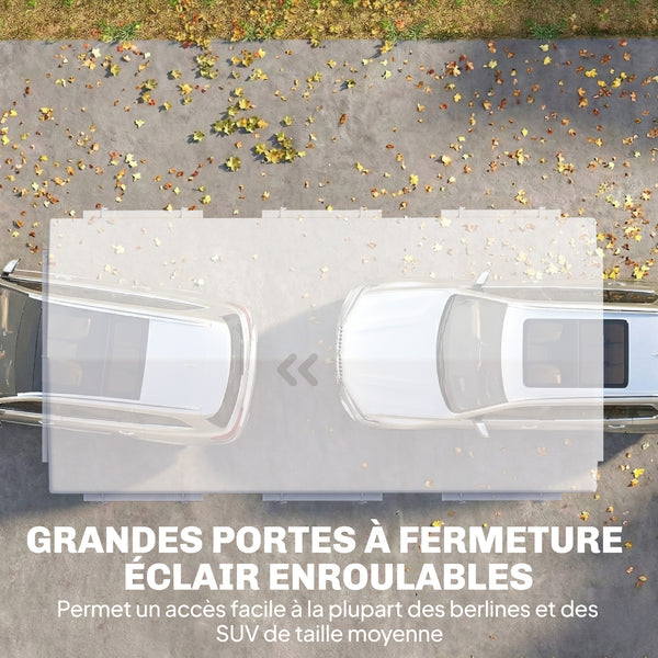 Abri de Voiture 3x6m Protection UV30+ Garage Mobile avec Hauteur Réglable - Tente de Garage avec 6 Fenêtres et Moustiquaire - Carport en Acier Galvanisé Ø37mm Robuste, Blanc