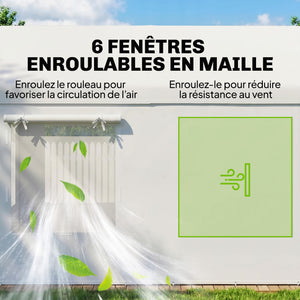Abri de Voiture 3x6m Protection UV30+ Garage Mobile avec Hauteur Réglable - Tente de Garage avec 6 Fenêtres et Moustiquaire - Carport en Acier Galvanisé Ø37mm Robuste, Blanc