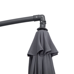Parasol déporté octogonal rabattable diamètre 3 m parasol de jardin avec pied en croix gris