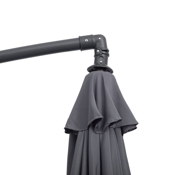Parasol déporté octogonal rabattable diamètre 3 m parasol de jardin avec pied en croix gris