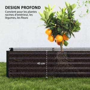 Carré potager, potager surélevé en acier galvanisé, barres de soutien et plaques d'angle, fond ouvert, lit de jardin surélevé, pour plantes légumes, fleurs, 240 x 40 x 45 cm, gris foncé
