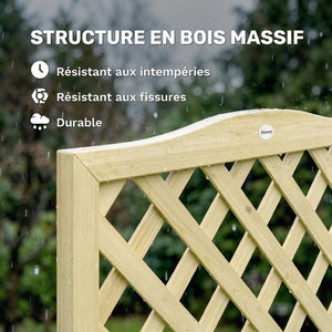 Jardinière avec Treillis en Bois Massif - Carré Potager Pliable avec Double Bac à Fleurs - Lit de Jardin 170cm de Haut pour Plantes Grimpantes sur Balcon, Terrasse Brise-Vue, Naturel