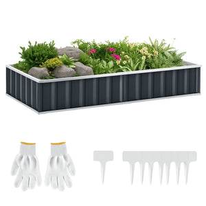 Carré Potager de Jardin 174 x 90 x 30 cm - modulable, Montage sans Outils, Gants fournis - tôle d'acier ondulée Anthracite