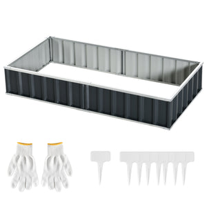 Carré Potager de Jardin 174 x 90 x 30 cm - modulable, Montage sans Outils, Gants fournis - tôle d'acier ondulée Anthracite