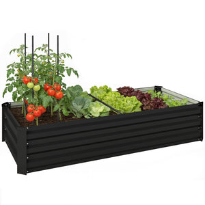 Jardinière rectangulaire potager de jardin bac à fleurs en acier avec bordure de sécurité et fond ouvert dim. 150L x 70l x 30H cm gris foncé