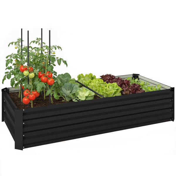 Jardinière rectangulaire potager de jardin bac à fleurs en acier avec bordure de sécurité et fond ouvert dim. 150L x 70l x 30H cm gris foncé
