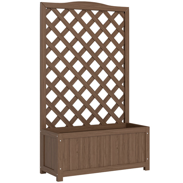 Jardinière avec treillis, bac à fleurs, lit surélevé, pour plantes grimpantes, légumes, fleurs, en bois massif, intérieur et extérieur, cour, jardin, balcon, 70 x 28 x 117 cm, café foncé