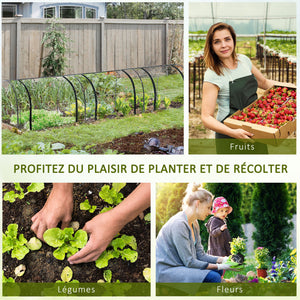 Mini Serre de Jardin, Mini Serre Tunnel, Serre à Tomates 3,5L x 1l x 0,8H m, Acier, PVC Haute Densité Anti-UV, 3 Fenêtres avec Zip Enroulables, Vert et Transparent