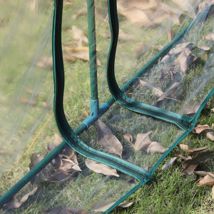 Mini Serre de Jardin, Mini Serre Tunnel, Serre à Tomates 3,5L x 1l x 0,8H m, Acier, PVC Haute Densité Anti-UV, 3 Fenêtres avec Zip Enroulables, Vert et Transparent