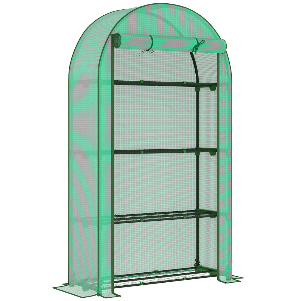 Serre de jardin serre de balcon avec étagères à 4 niveaux, cadre en acier, bâche en PE pour légumes, plantes, fleurs, toutes saisons, 105 x 45 x 160 cm, vert