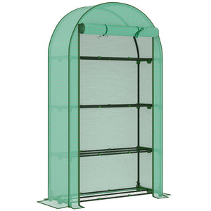 Serre de jardin serre de balcon avec étagères à 4 niveaux, cadre en acier, bâche en PE pour légumes, plantes, fleurs, toutes saisons, 105 x 45 x 160 cm, vert