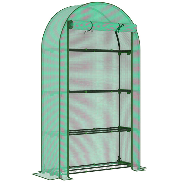 Serre de jardin serre de balcon avec étagères à 4 niveaux, cadre en acier, bâche en PE pour légumes, plantes, fleurs, toutes saisons, 105 x 45 x 160 cm, vert