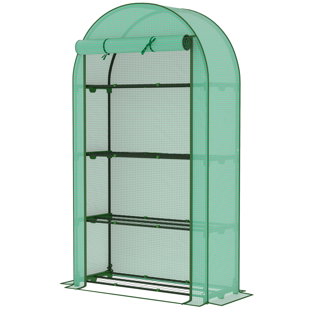 Serre de jardin serre de balcon avec étagères à 4 niveaux, cadre en acier, bâche en PE pour légumes, plantes, fleurs, toutes saisons, 105 x 45 x 160 cm, vert