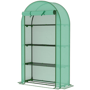 Serre de jardin serre de balcon avec étagères à 4 niveaux, cadre en acier, bâche en PE pour légumes, plantes, fleurs, toutes saisons, 105 x 45 x 160 cm, vert