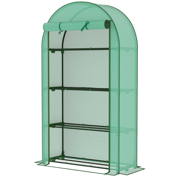 Serre de jardin serre de balcon avec étagères à 4 niveaux, cadre en acier, bâche en PE pour légumes, plantes, fleurs, toutes saisons, 105 x 45 x 160 cm, vert