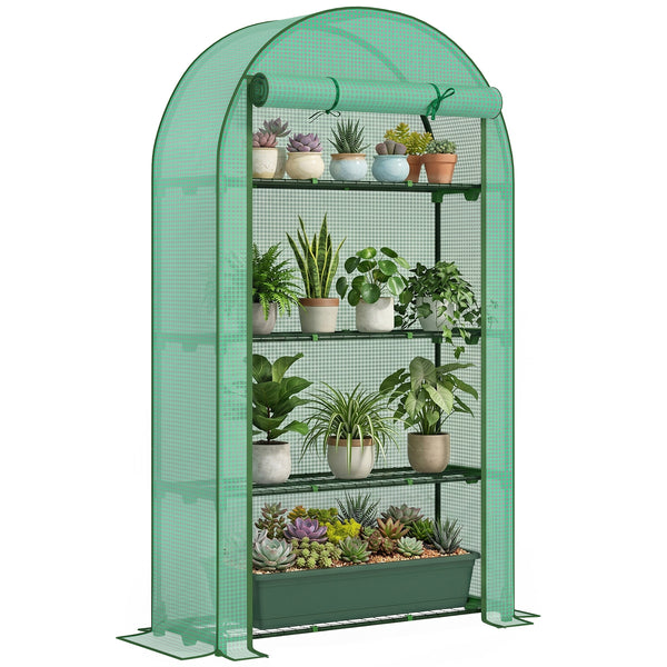 Serre de jardin serre de balcon avec étagères à 4 niveaux, cadre en acier, bâche en PE pour légumes, plantes, fleurs, toutes saisons, 105 x 45 x 160 cm, vert
