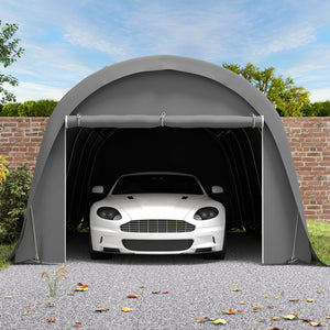 Carport tente de garage 3,6 x 7,2 m, abri voiture extérieur, tente de stockage avec parois latérales amovibles et Grande Porte Roulante, carport pour voiture, camion, bateau, gris foncé