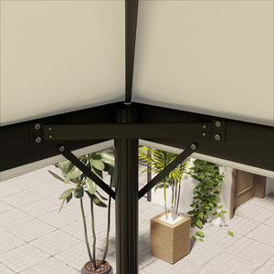 Toile de rechange pour pavillon toile de tonnelle 4 x 3 m, toit double avec trous de drainage, polyester haute densité 370 g/m², protection solaire UPF30+, TOILE INCLUS UNIQUEMENT, crème
