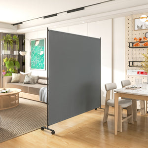 Panneau brise-vue paravent extérieur sur roulettes, brise vue jardin, opaque, autoportant, pour le jardin, terrasse, balcon, 183 x 30 x 181 cm, gris