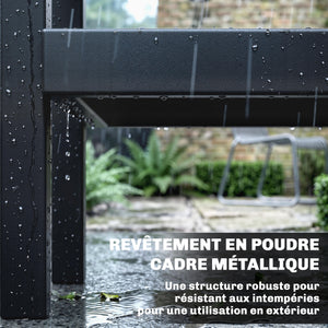 Desserte Jardin à 3 Niveaux avec Plan de Travail Inox, Panier Amovible, Étagères Ouvertes, Boîte à Épices, 2 Roues, 4 Crochets, Poignée Latérale, Chariot Barbecue pour Plancha, Noir