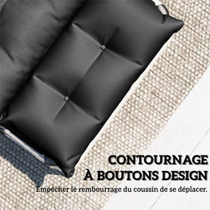 Lot de 2 coussins de chaise longue coussin bain de soleil - épais, confortable et rembourré - matelas transat avec 6 attaches, 190 x 56 x 10 cm, gris foncé