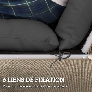 Lot de 2 coussins de chaise longue coussin bain de soleil - épais, confortable et rembourré - matelas transat avec 6 attaches, 190 x 56 x 10 cm, gris foncé