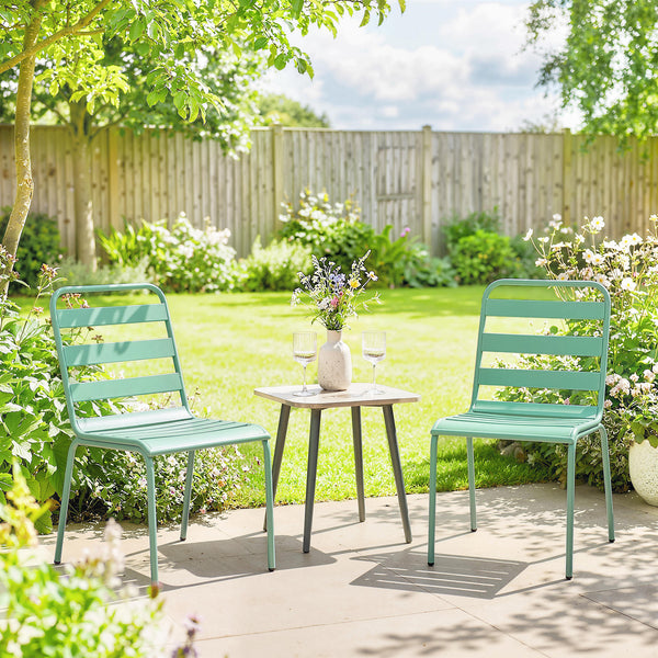 Lot de 2 Chaises de Jardin, Chaises Empilables en Métal pour Salle à Manger Extérieure, Mobilier d'Extérieur pour Jardin, Balcon, Vert