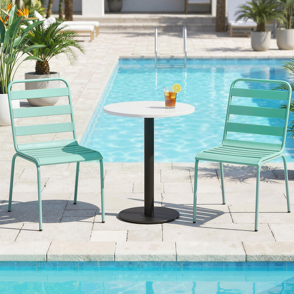 Lot de 2 Chaises de Jardin, Chaises Empilables en Métal pour Salle à Manger Extérieure, Mobilier d'Extérieur pour Jardin, Balcon, Vert