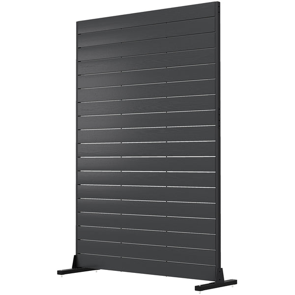 Écran de Confidentialité Extérieur, Panneau Décoratif HDPE avec Support et 6 Panneaux, 120 x 174 cm, Autoportant pour Extérieur, Balcon, Bureau, Noir