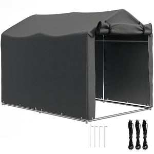Abri de jardin 2 x 1,6 x 1,65 m, abri vélo extérieur avec cadre en métal galvanisé, imperméable et résistant aux UV, tente de stockage pour vélo, moto, outils, gris foncé