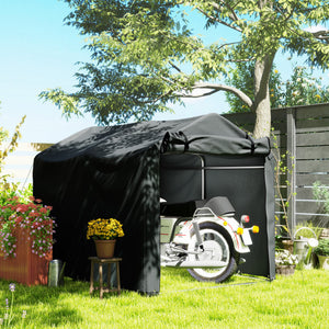 Abri de jardin 2 x 1,6 x 1,65 m, abri vélo extérieur avec cadre en métal galvanisé, imperméable et résistant aux UV, tente de stockage pour vélo, moto, outils, gris foncé