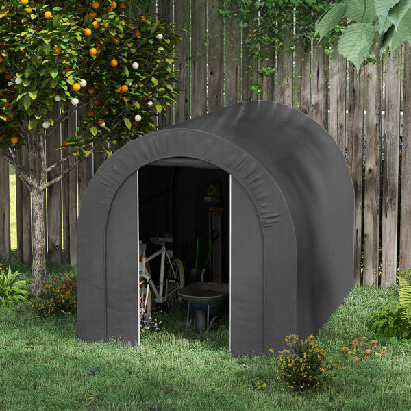Abri de jardin tente de rangement extérieur abri de vélo garage pour vélo bâche en PE cadre en métal galvanisé dim. 2,4 x 1,8 x 1,9 m gris foncé