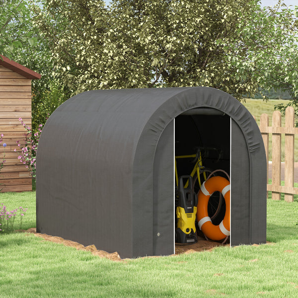 Abri de jardin tente de rangement extérieur abri de vélo garage pour vélo bâche en PE cadre en métal galvanisé dim. 2,4 x 1,8 x 1,9 m gris foncé
