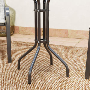 3 pièces salon de jardin extérieur, ensemble de meubles 2 fauteuils empilables, table basse avec dessus en verre trempé, tissu en textilène, pour patio, terrasse, balcon, gris foncé