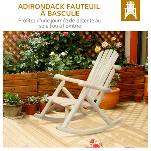 Fauteuil de Jardin Adirondack à Bascule Rocking Chair Style néo-rétro Assise Dossier Ergonomique Bois Naturel de pin