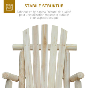 Fauteuil de Jardin Adirondack à Bascule Rocking Chair Style néo-rétro Assise Dossier Ergonomique Bois Naturel de pin