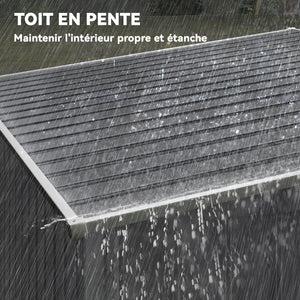 Abri de jardin en métal 2,81 m² avec fondation, abri à outils extérieur adossé en acier galvanisé, toit en pente, cabane de jardin avec 2 étagères ajustables, 154x206,5x181cm, gris