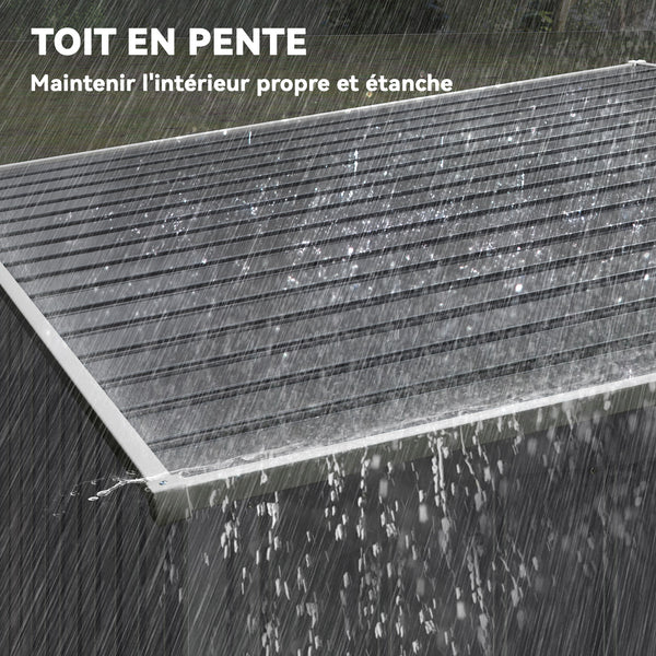 Abri de jardin en métal 2,81 m² avec fondation, abri à outils extérieur adossé en acier galvanisé, toit en pente, cabane de jardin avec 2 étagères ajustables, 154x206,5x181cm, gris